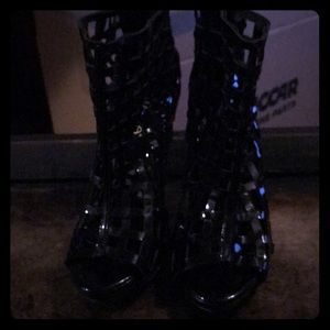 Ankle Patent Leather Open Toe boots